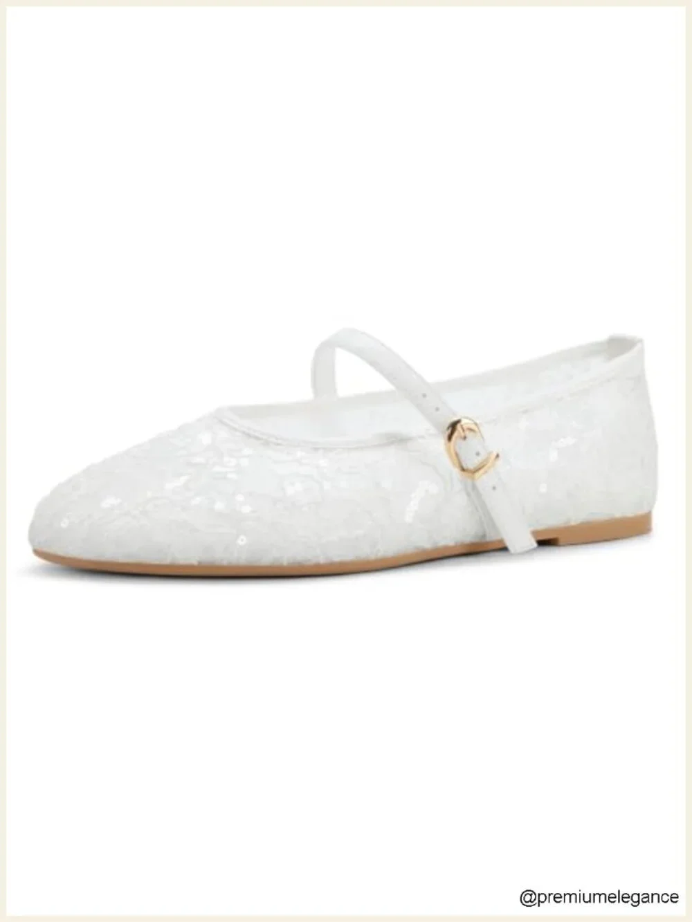 Women's Lace Mesh Ballet Flats Mary Jane Ankle Strap Ballerina Shoes